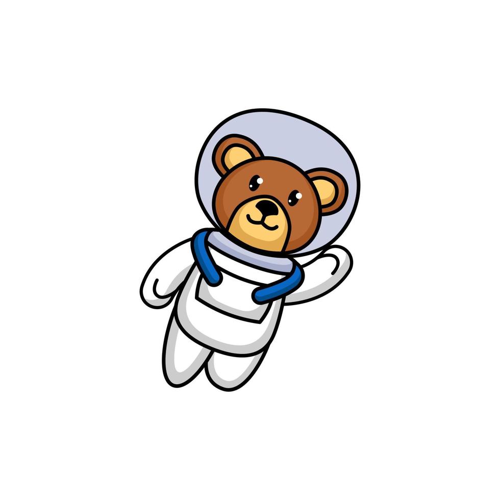 mascote urso astronauta fofo vetor