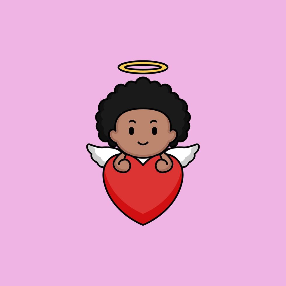 Dia dos Namorados anjo cupido preto fofo vetor