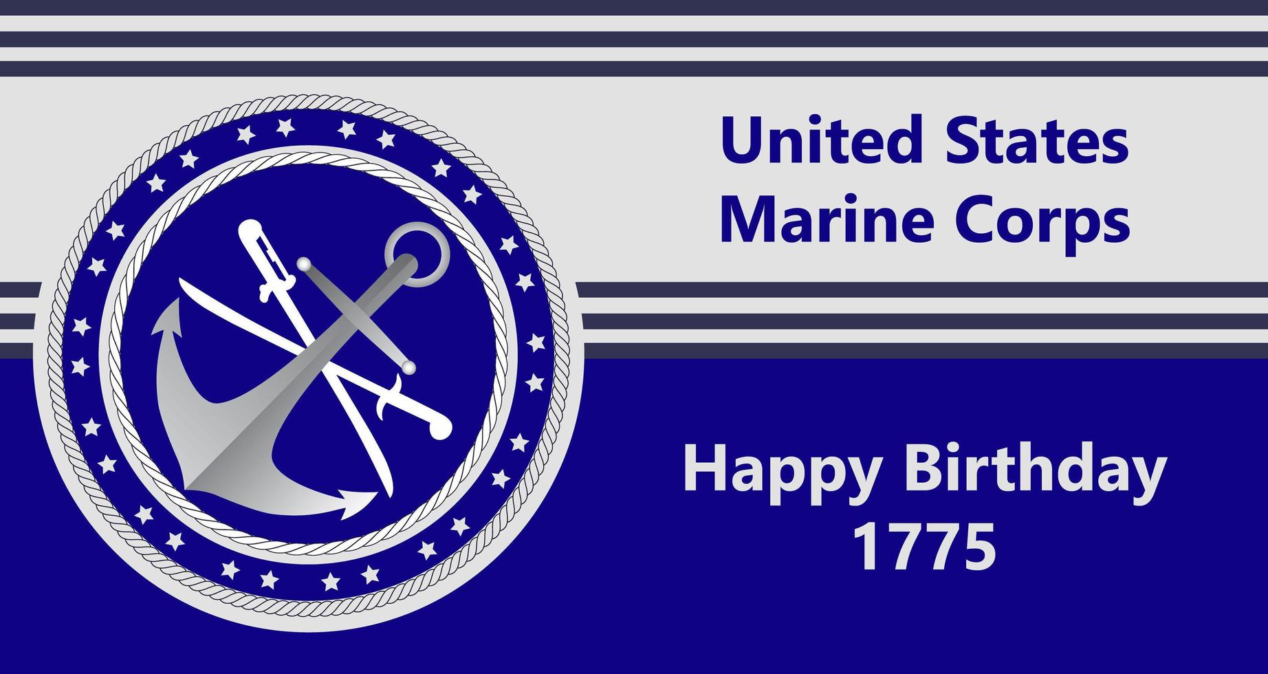 feliz aniversário do corpo de fuzileiros navais dos estados unidos, 1775. evento militar nacional é organizado em 10 de novembro. vetor