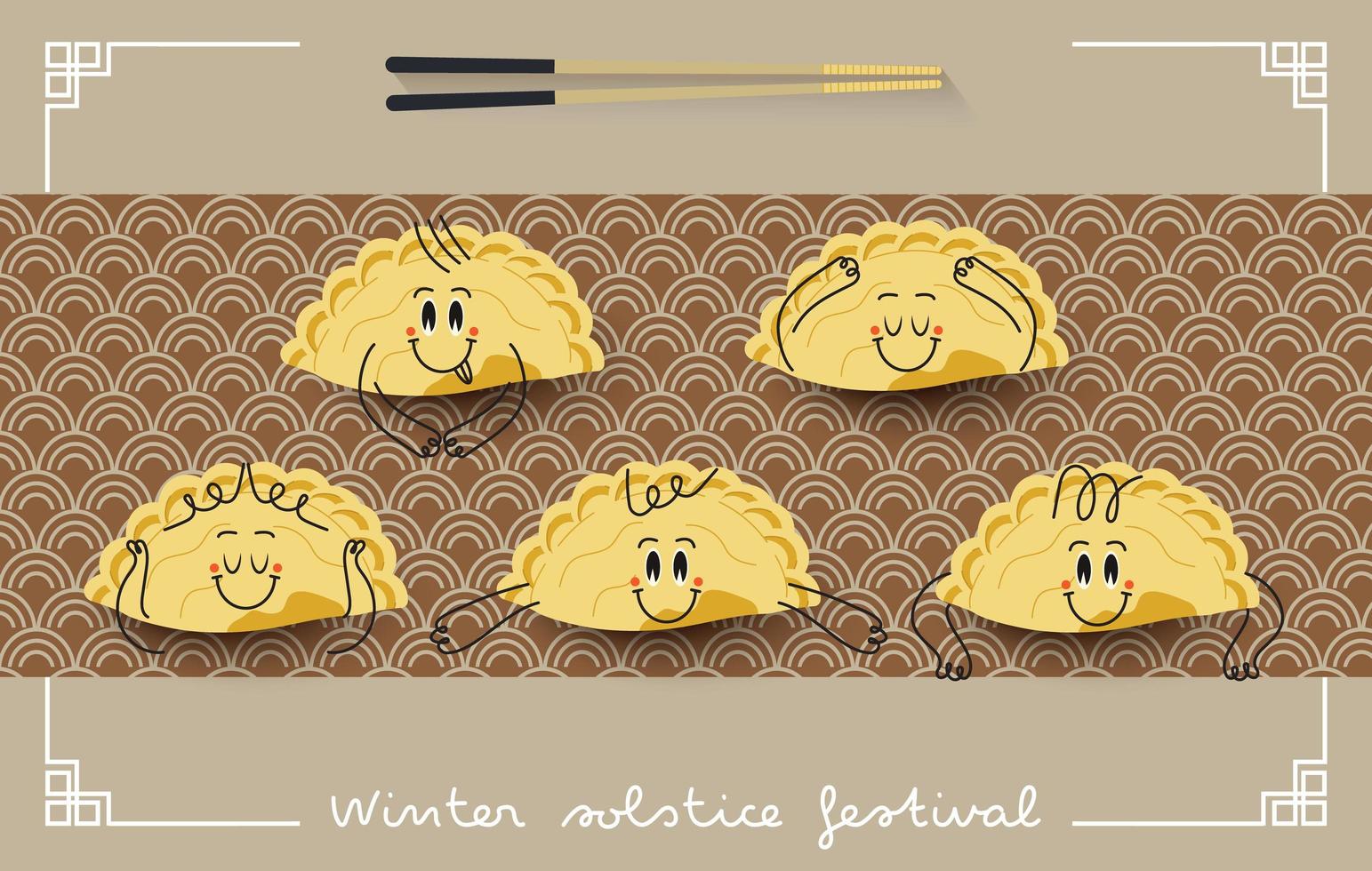 dongzhi tradicional chinês festival banner vector. festival do solstício de inverno. bolinhos de arroz de yuans e bolinhos de arroz na vista superior. vetor