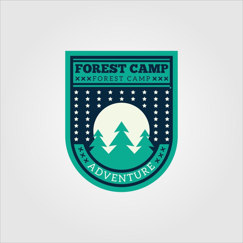 logotipo de acampamento do vetor. acampar nas montanhas e na natureza da floresta vetor