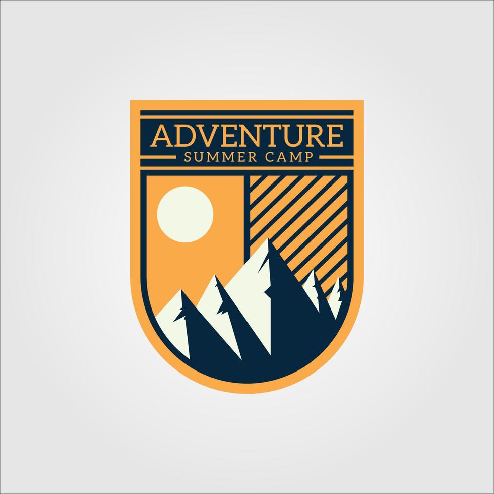 logotipo da aventura do vetor. experiência de sobreviver ao ar livre, nas montanhas e na selva vetor