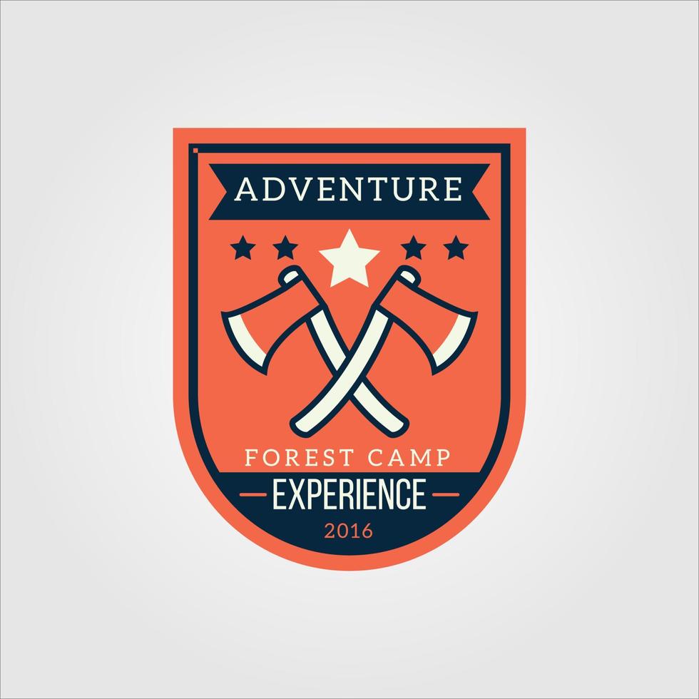 logotipo da aventura do vetor. experiência de sobreviver ao ar livre, nas montanhas e na selva vetor