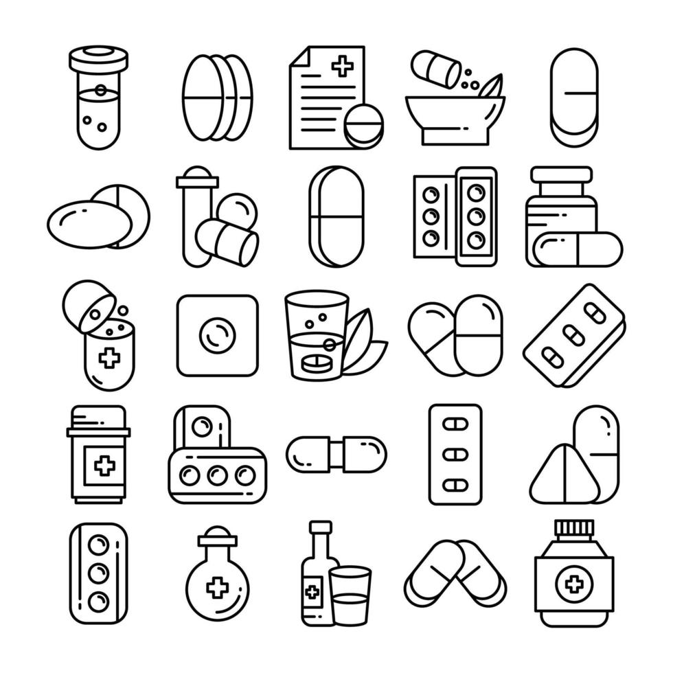 ícones de comprimido, cápsula e comprimido de medicamento vetor