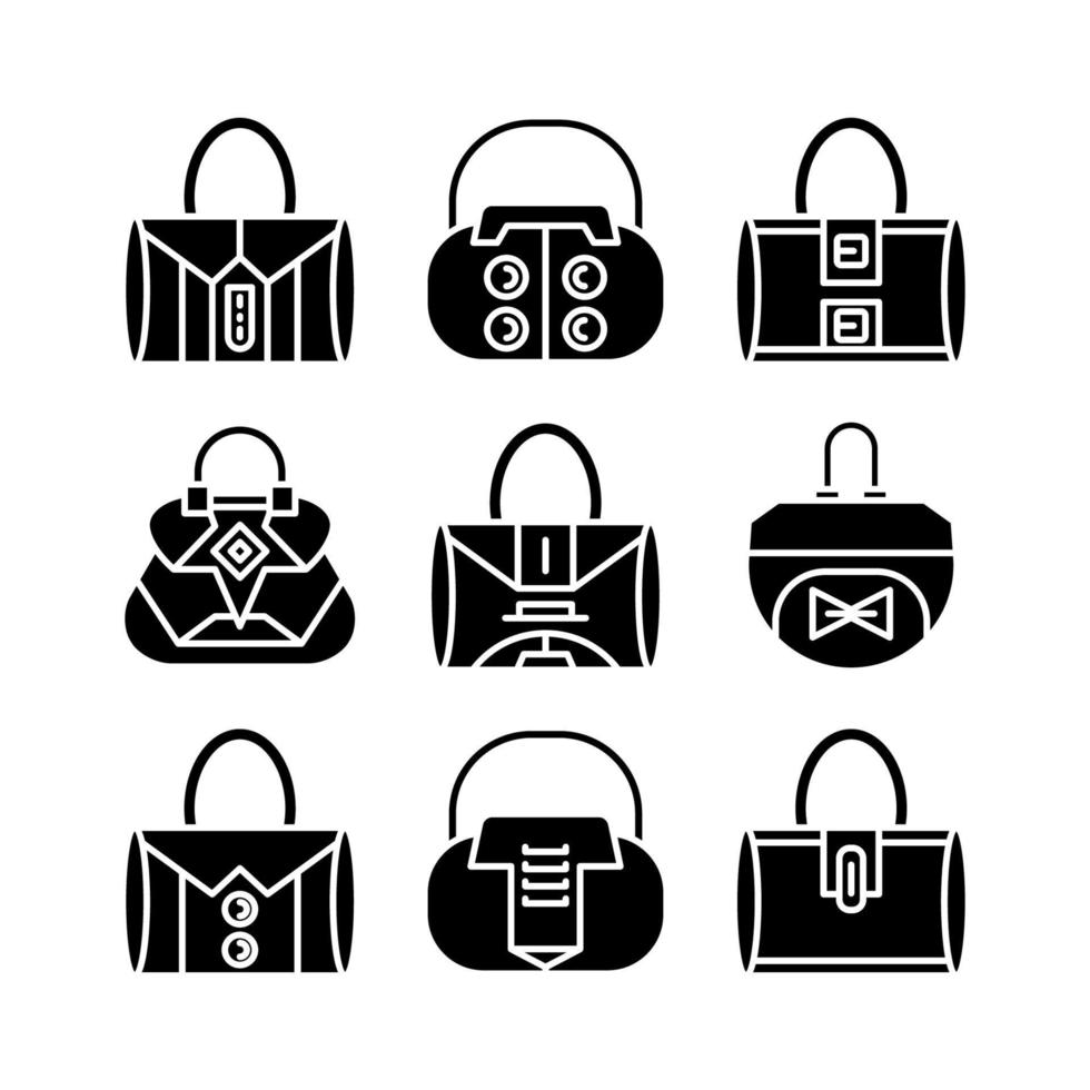 conjunto de ícones de bolsa da moda vetor
