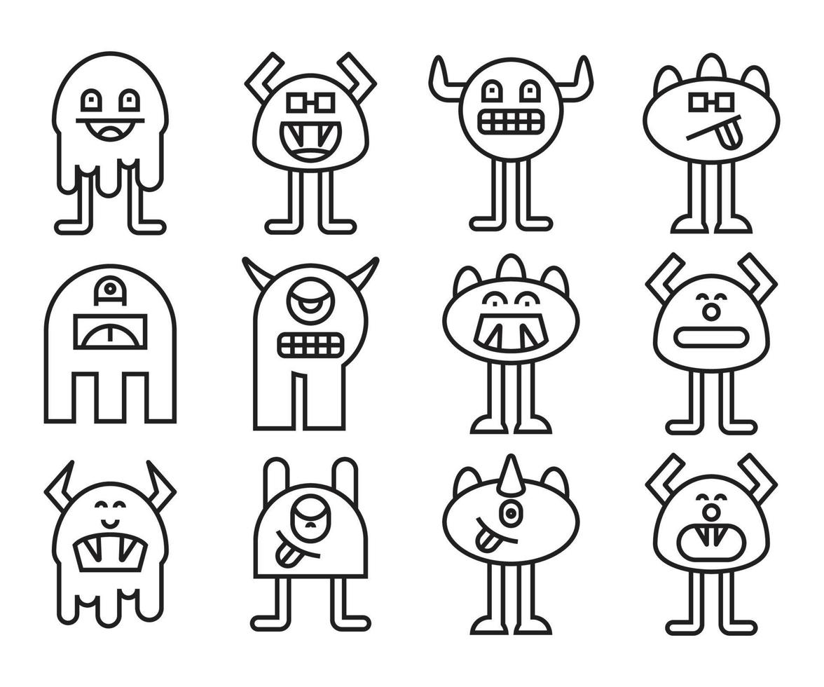 ilustração de personagens engraçados monstros vetor