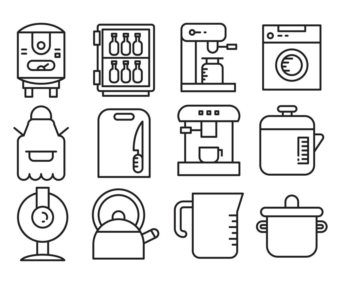 ícones de eletrodomésticos e equipamentos vetor