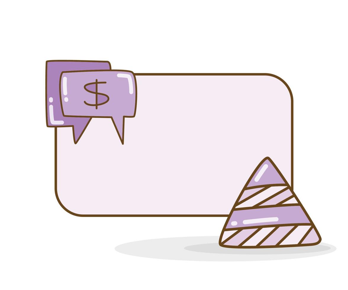 quadro em branco com ilustração vetorial de ícone de pirâmide e dinheiro vetor
