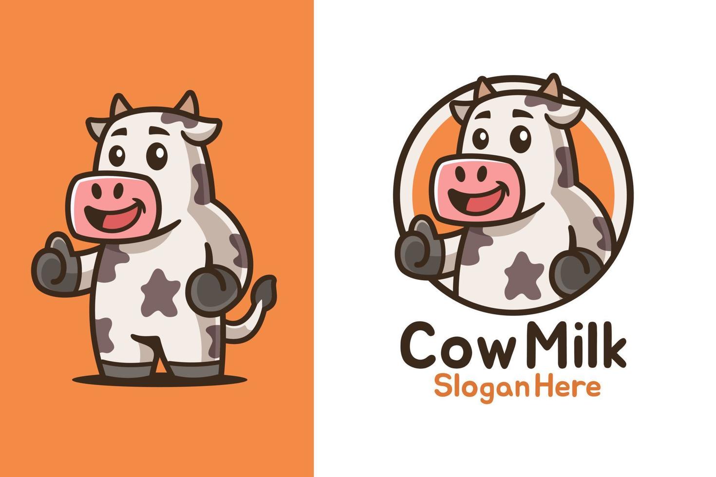 polegar para cima design do logotipo do mascote da vaca vetor