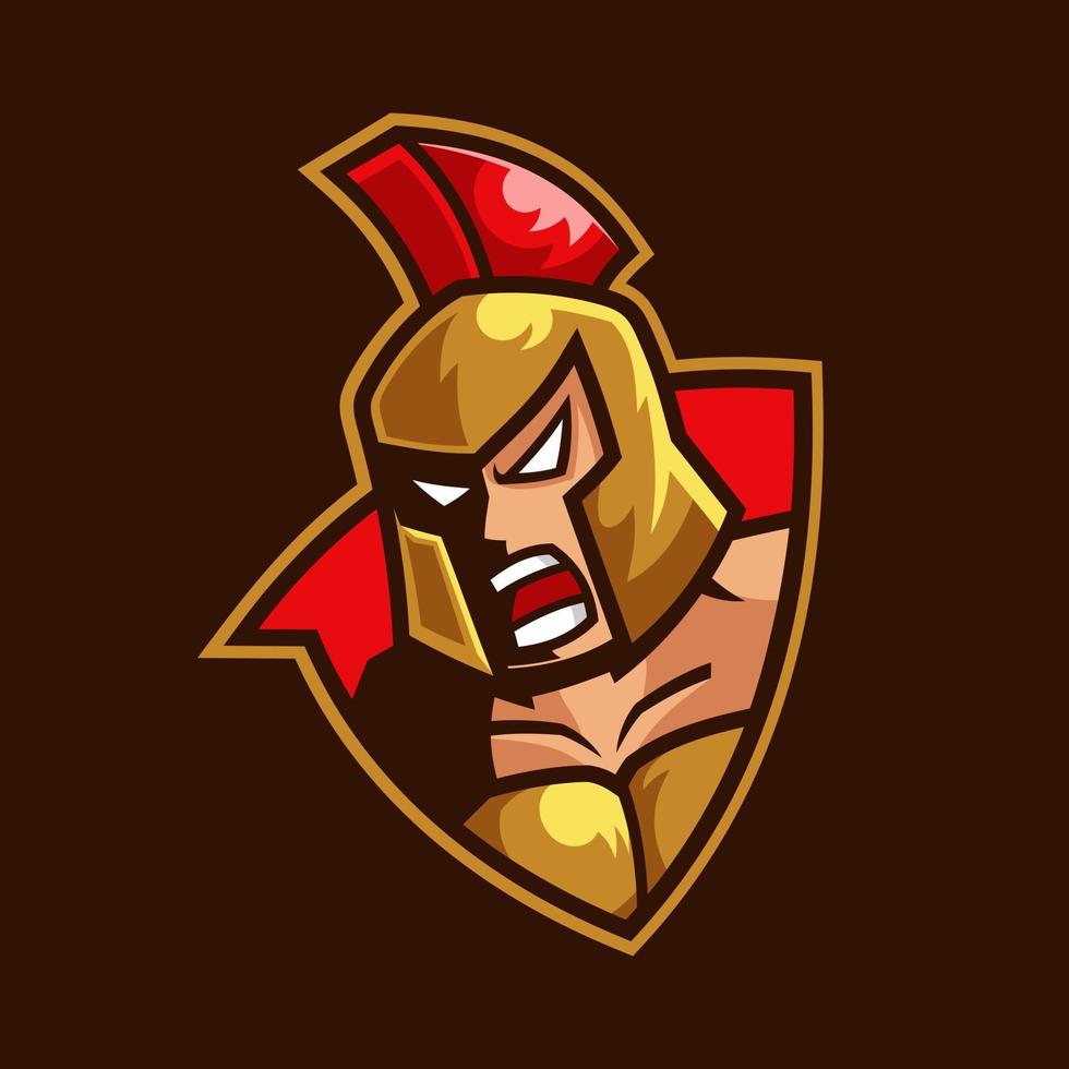 design do logotipo do mascote do gladiador espartano vetor
