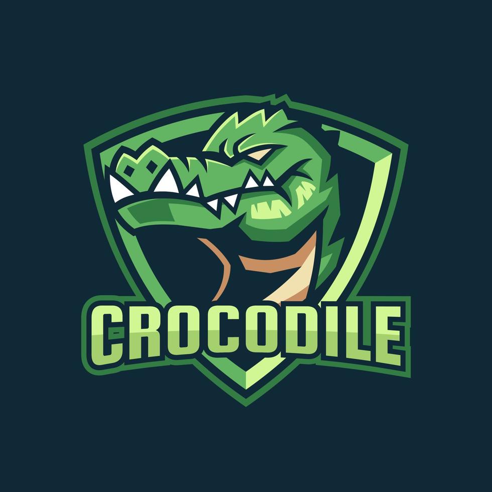 design de logotipo esporte crocodilo verde vetor