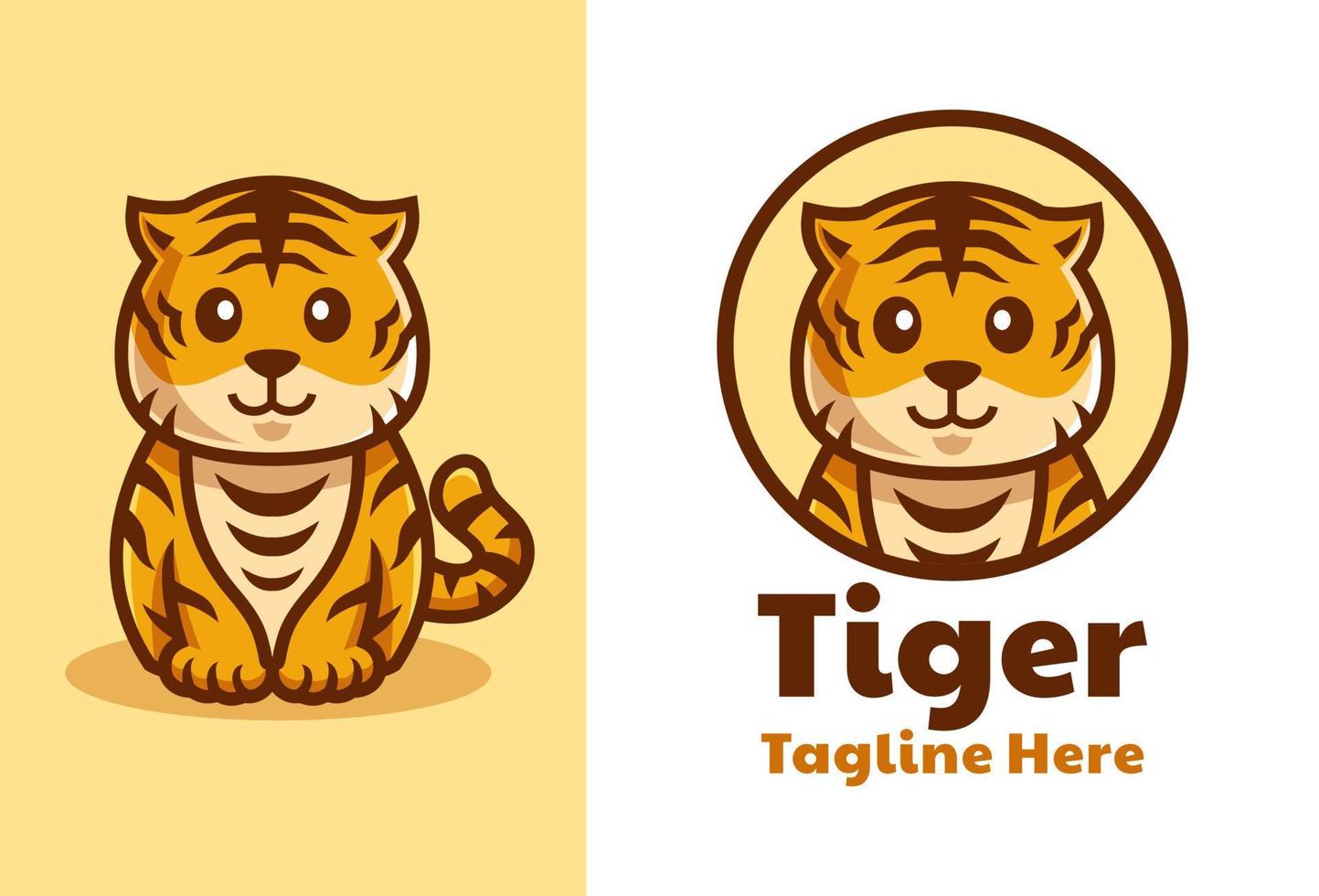 desenho de logotipo de filhote de tigre fofo vetor