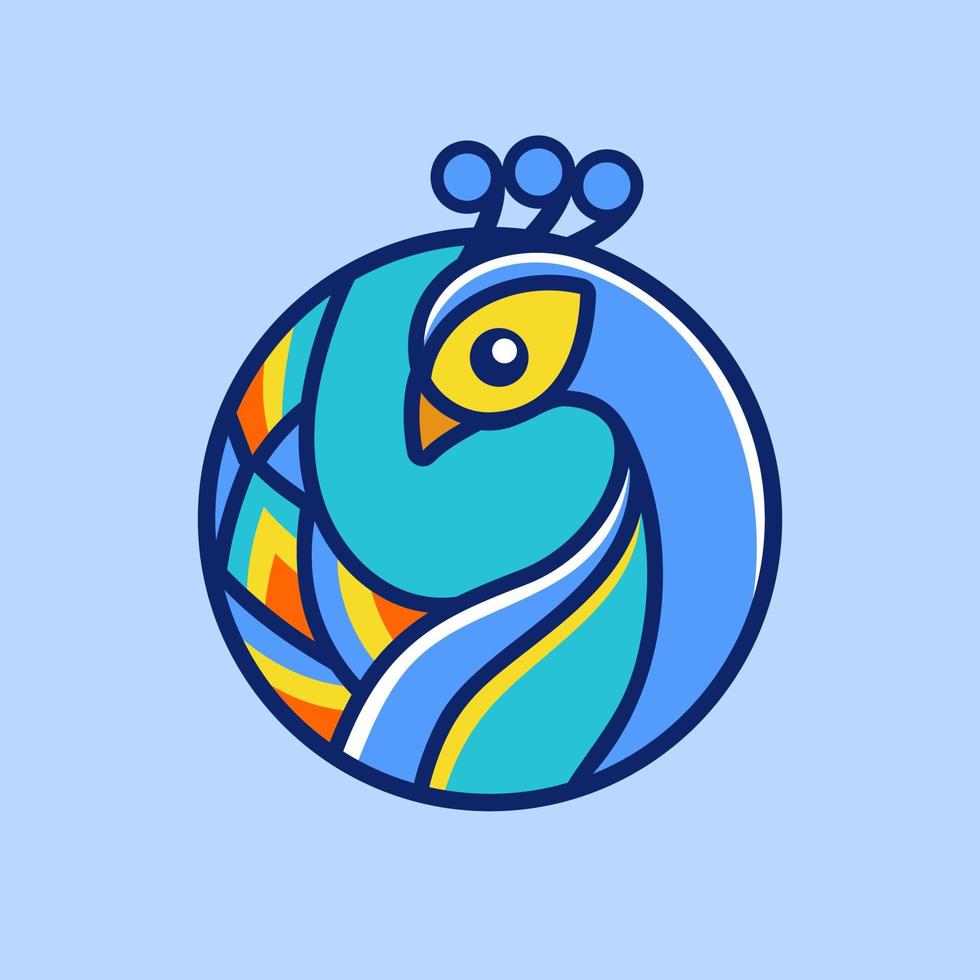 design do logotipo do pavão em um círculo vetor
