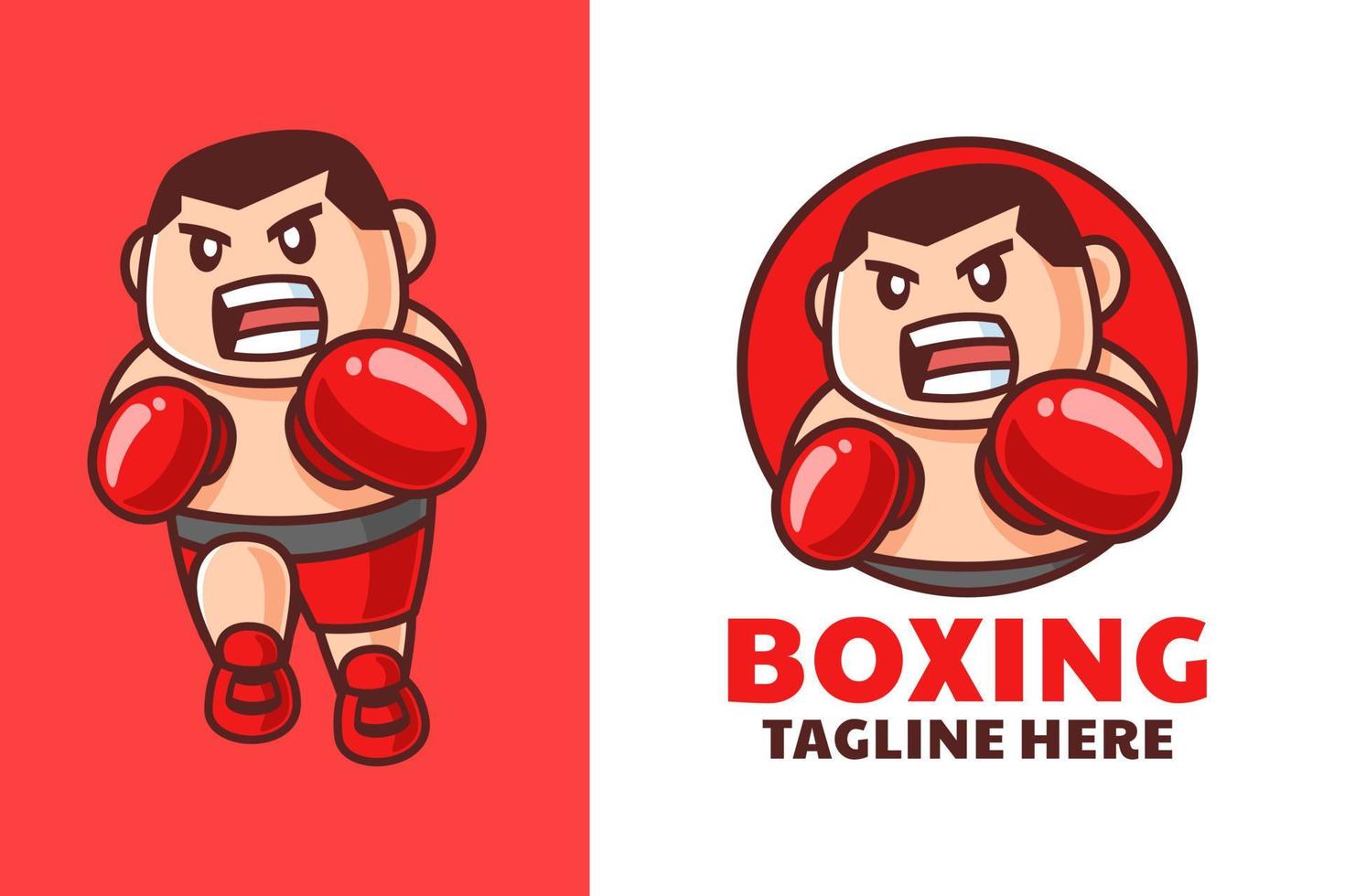desenho de logotipo de desenho animado de boxe masculino vetor