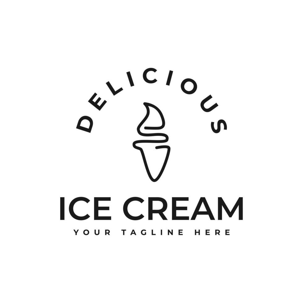 desenho de vetor de logotipo de sorvete em estilo monoline, perfeito para uma sorveteria