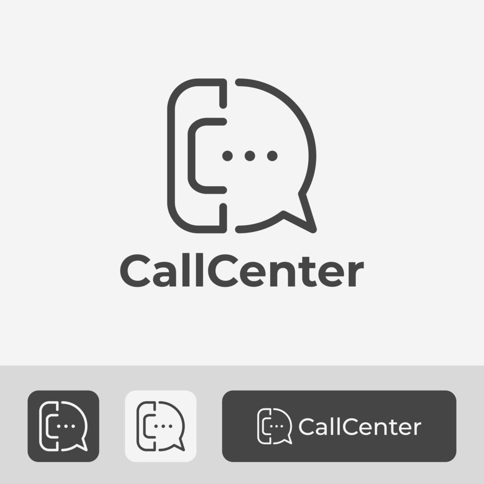 modelo de logotipo do call center, com design de telefone e ícone de bolha vetor