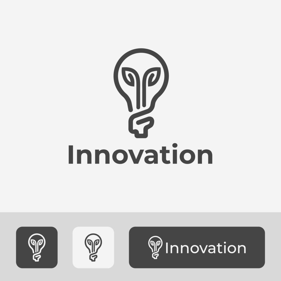 logotipo de inovação criativa moderna, ilustração de conceito de planta para um futuro saudável, com design de vetor de ícone de lâmpada e árvore