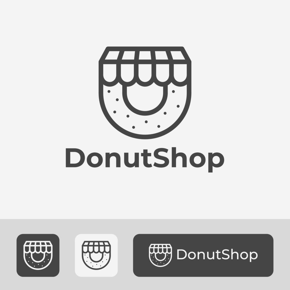 design de modelo de logotipo de loja de donut moderno, combinação de ilustração vetorial de ícone de loja e donut, design de logotipo moderno e simples, adequado para padaria, padaria, loja, café, etc. vetor