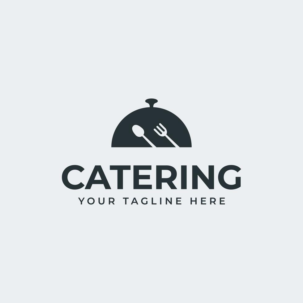 Design de logotipo de catering de conceito simples, com ícone de capa de jantar, colher, garfo, perfeito para qualquer logotipo de empresa de alimentos vetor