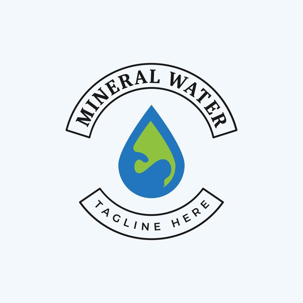 desenho vetorial de logotipo para empresas de água mineral com ilustração do ícone de gota d'água nas cores azul e verde vetor
