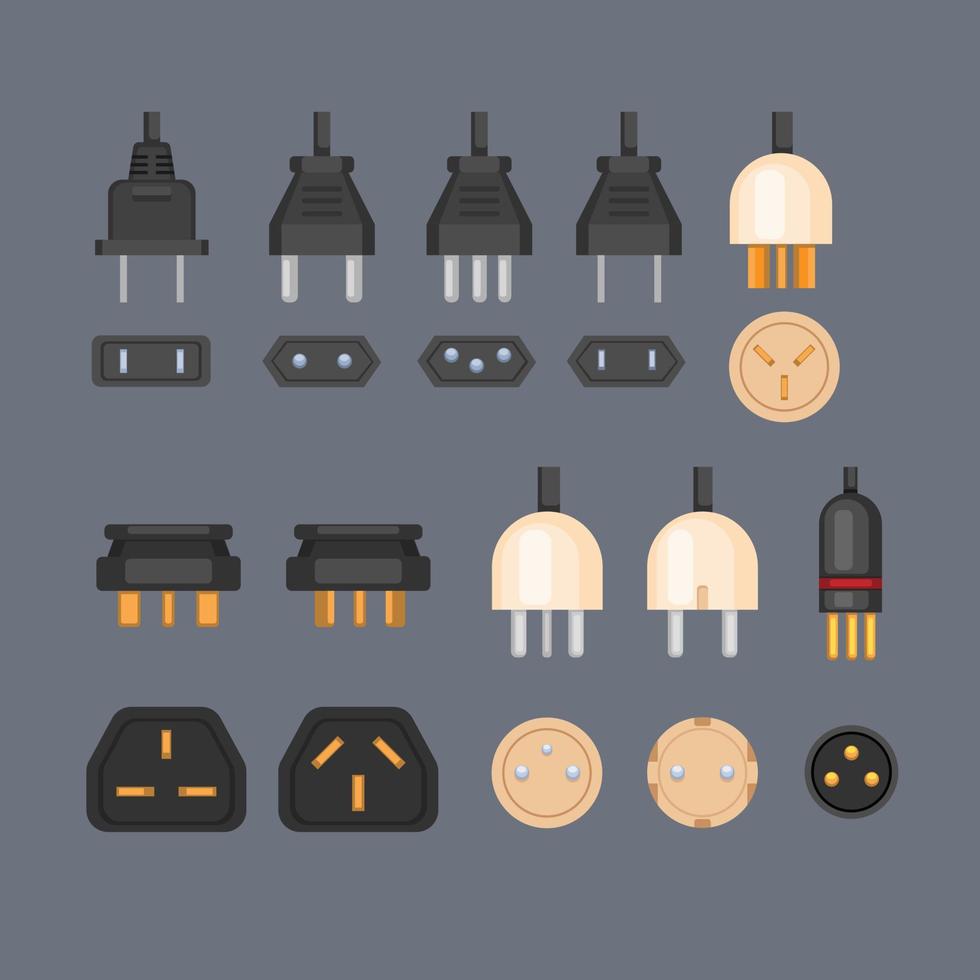 ilustração vetorial de conjunto de coleção de tipo de tomada elétrica vetor