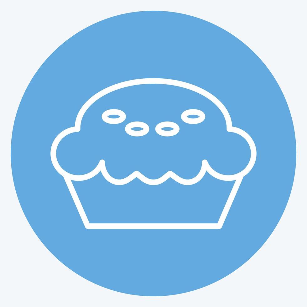ícone de torta no estilo moderno de olhos azuis isolado em um fundo azul suave vetor
