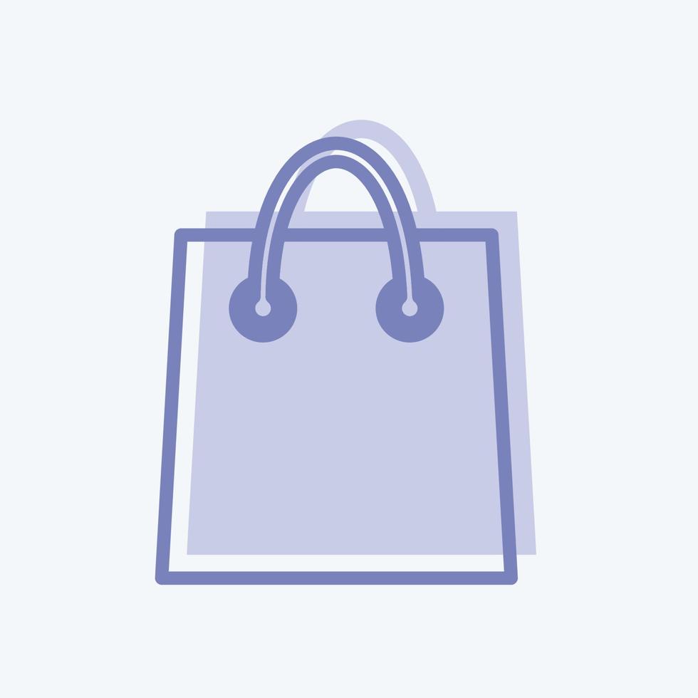 Ícone da sacola de compras em um estilo moderno de dois tons, isolado em um fundo azul suave vetor