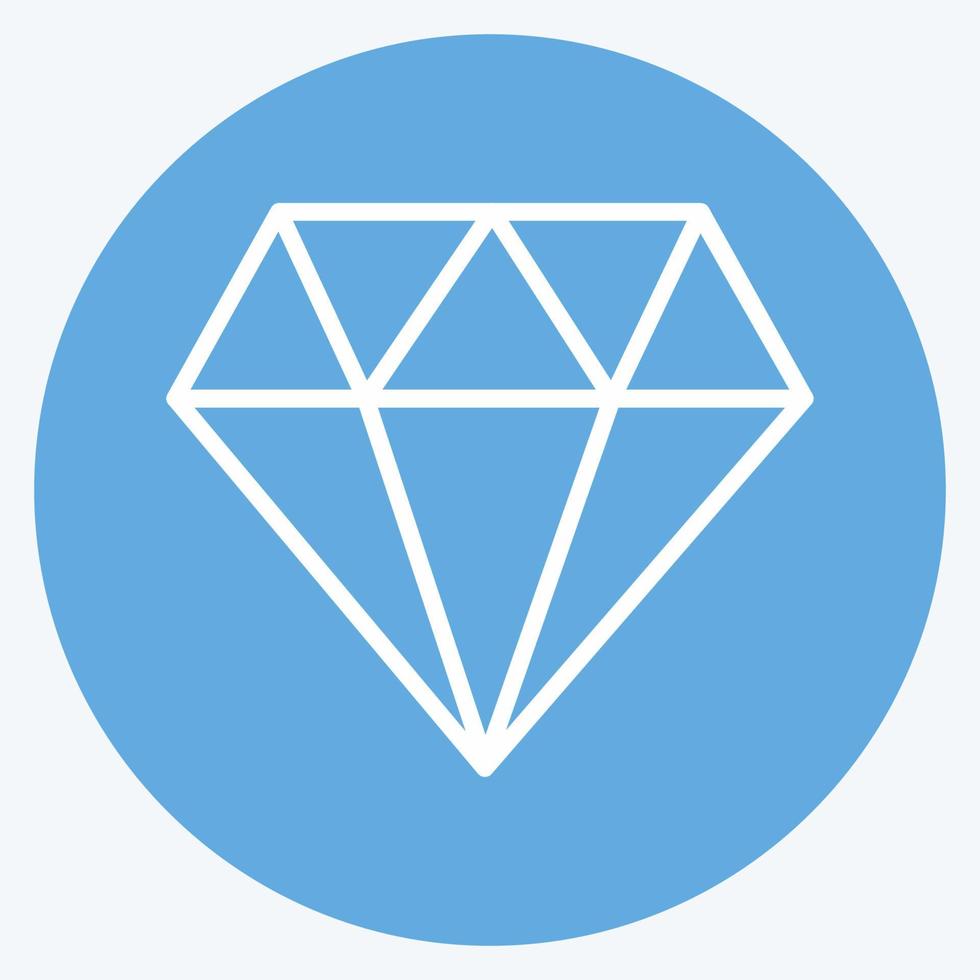 ícone de diamante no estilo moderno de olhos azuis, isolado em um fundo azul suave vetor