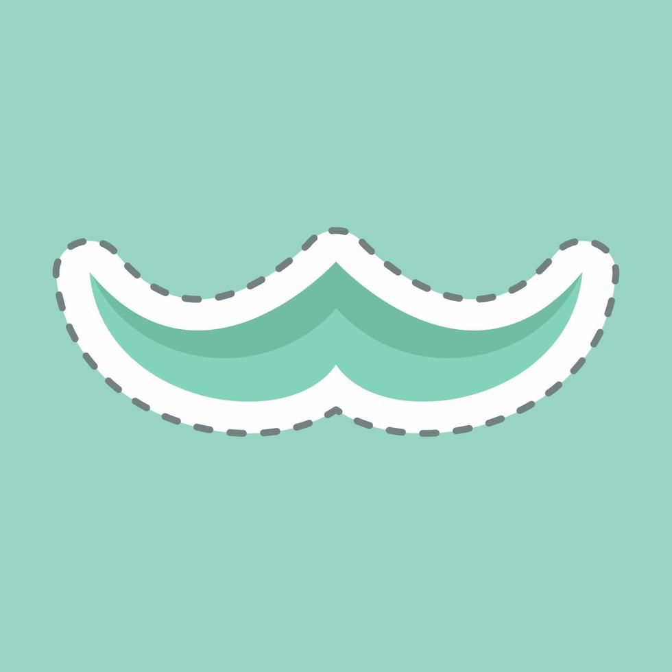 Adesivo de bigode com corte de linha da moda isolado em fundo azul vetor