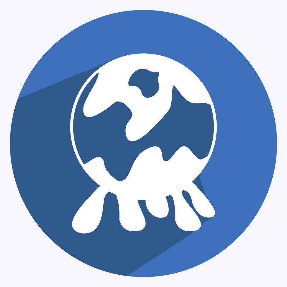 ícone de poluição global em estilo moderno de sombra longa isolado em fundo azul suave vetor