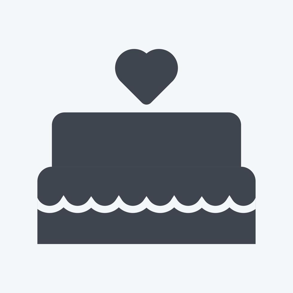 bolo de casamento i ícone no estilo de glifo moderno isolado em um fundo azul suave vetor