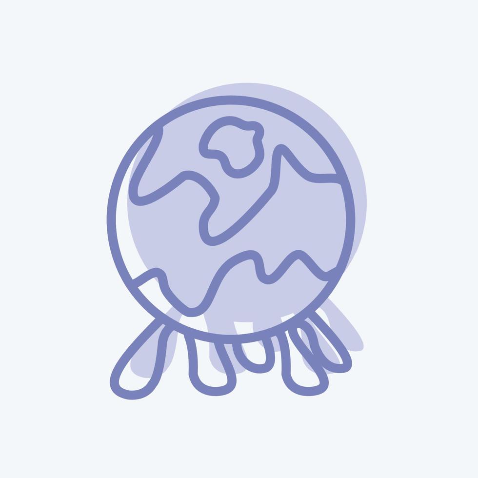 ícone de poluição global em um estilo moderno de dois tons, isolado em um fundo azul suave vetor