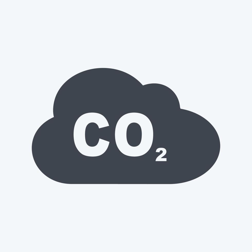 ícone de gás dióxido de carbono em estilo glifo moderno isolado em fundo azul suave vetor