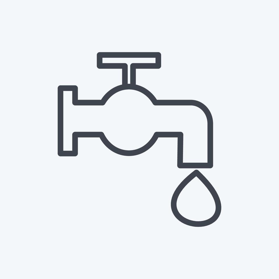 ícone da torneira de água em estilo de linha moderno isolado em fundo azul suave vetor