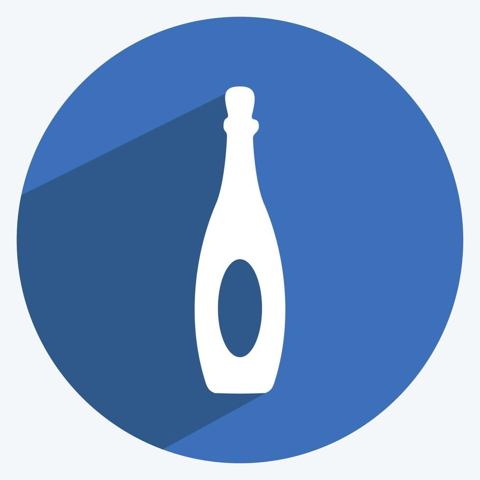 ícone de garrafa no estilo moderno de sombra longa, isolado em um fundo azul suave vetor