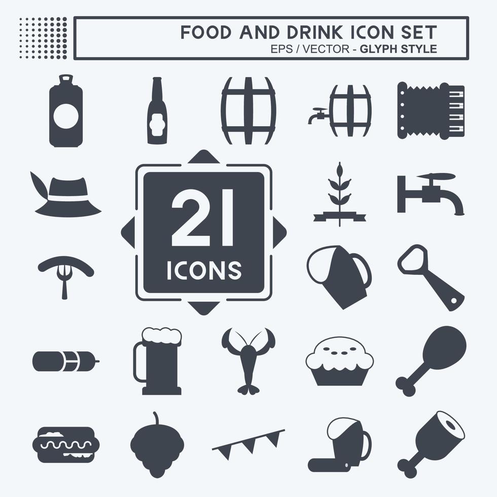 ícone de comida e bebida em um estilo de glifo moderno, isolado em um fundo azul suave vetor