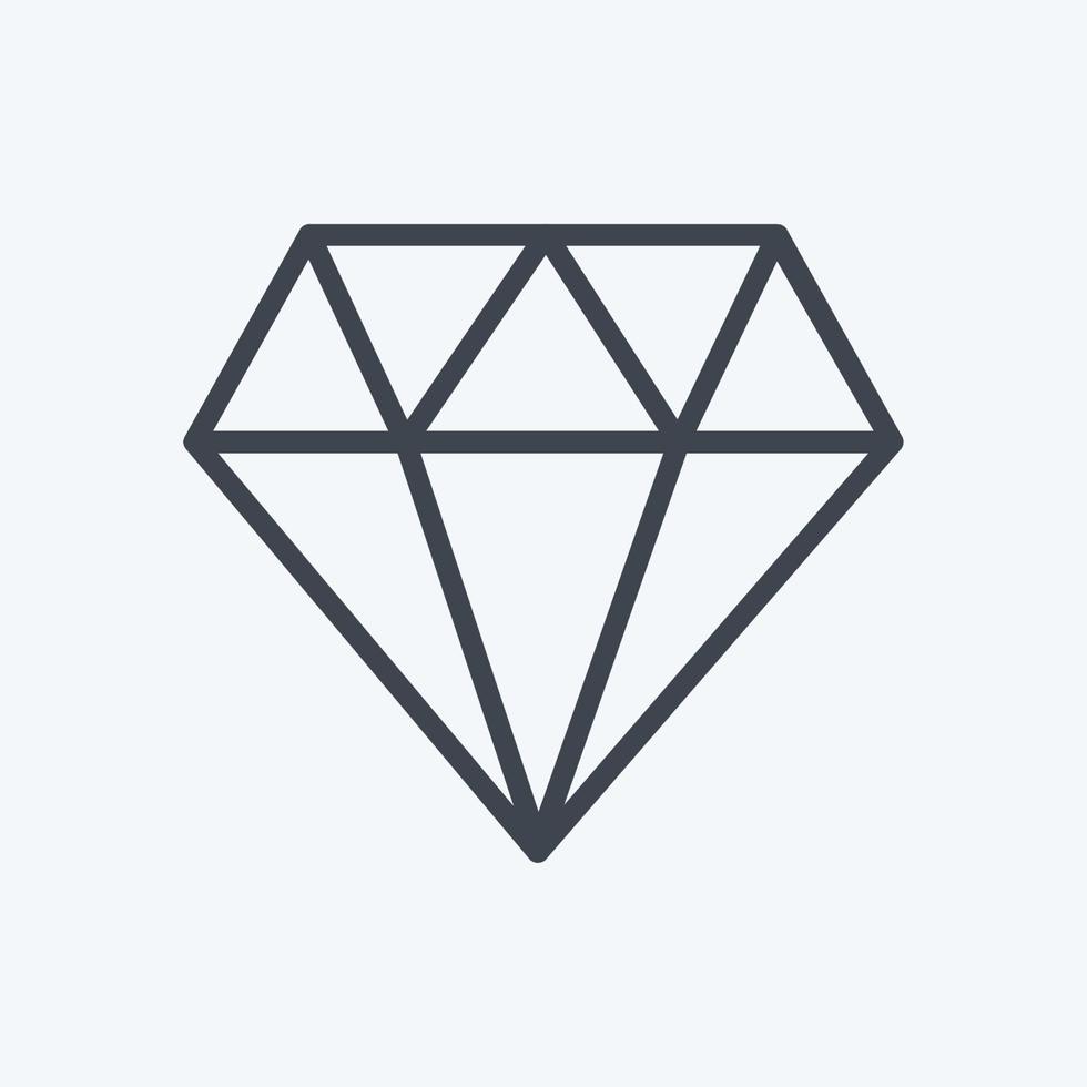 ícone de diamante em estilo de linha moderno isolado em fundo azul suave vetor