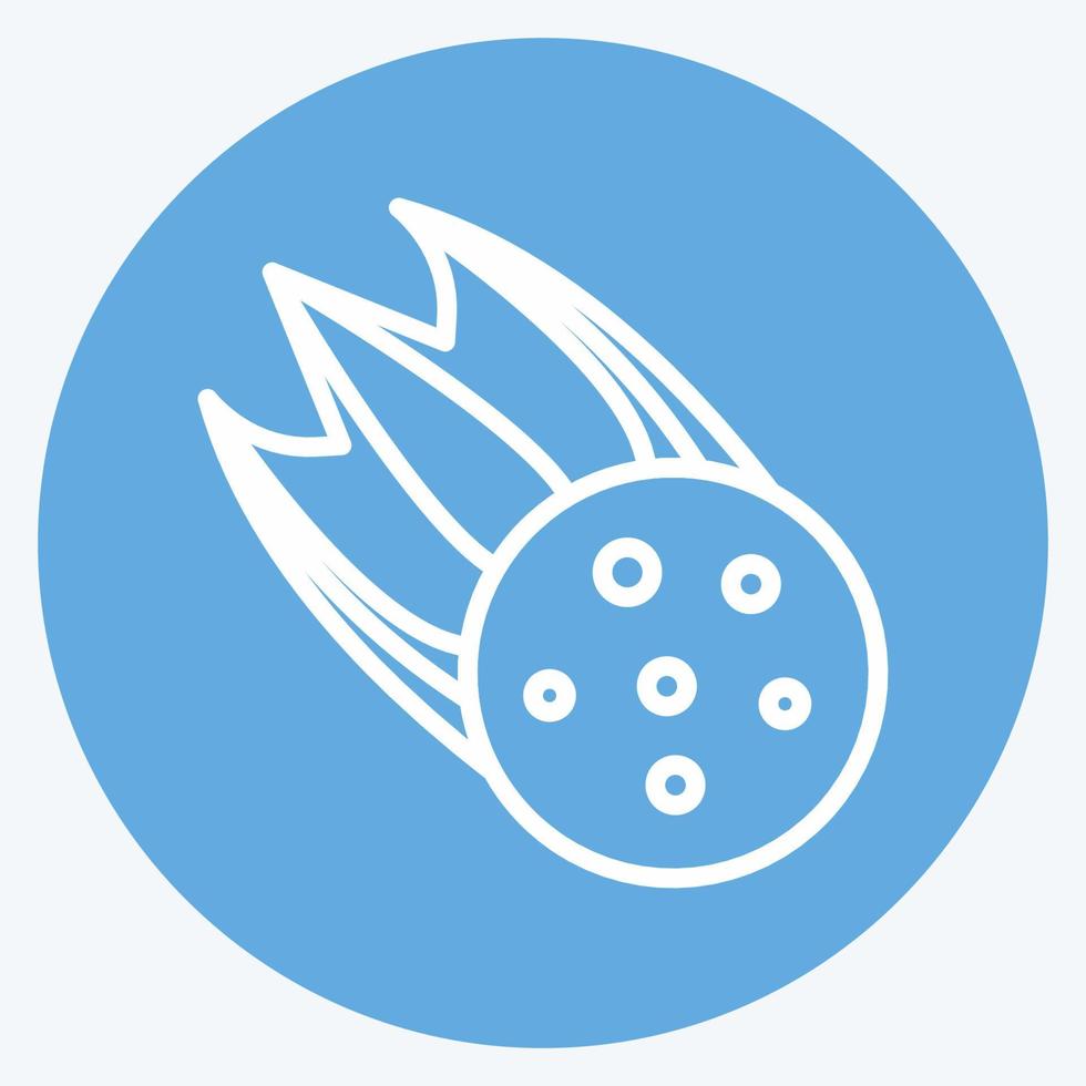ícone de asteróide caindo no estilo moderno de olhos azuis isolado em um fundo azul suave vetor