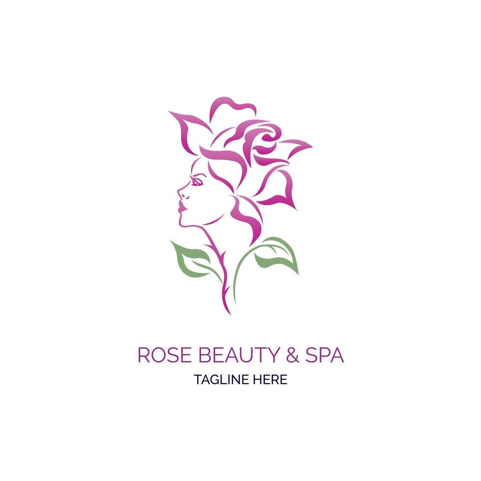 design de modelo de logotipo de spa e beleza de mulher rosa para marca ou empresa vetor
