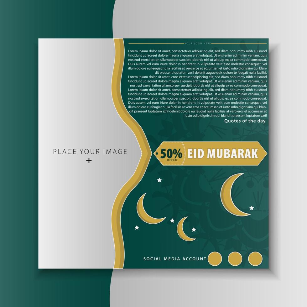 modelo de ilustração vetorial eid mubarak postagem na mídia social vetor