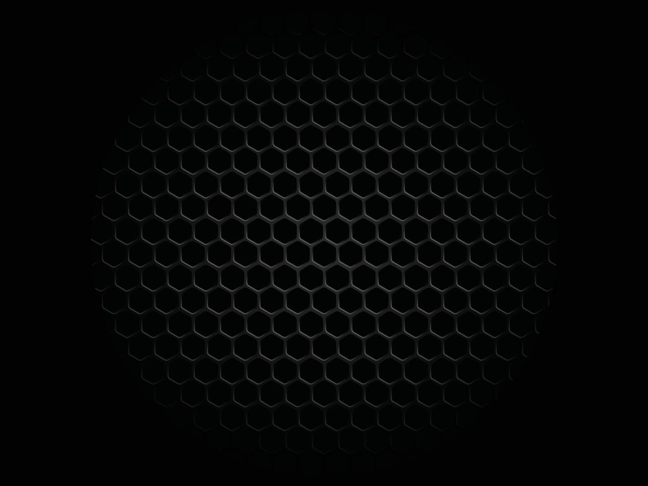 fundo de carbono 3d padrão hexagonal, foco centralizado, elemento de design. vetor