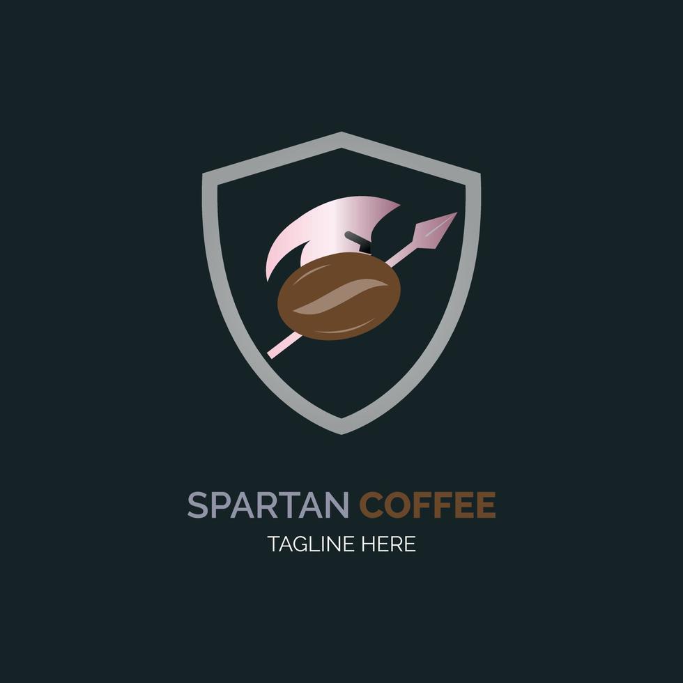 design de modelo de logotipo de escudo de café espartano para marca ou empresa e outros vetor