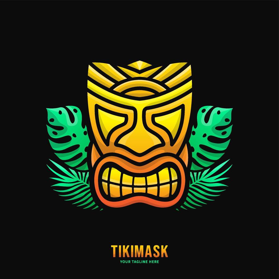 ilustração em vetor design de logotipo de máscara tiki colorida