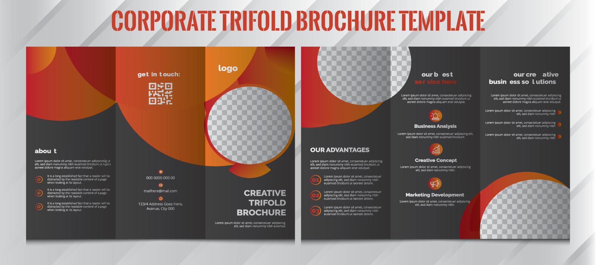 modelo de folheto de três dobras corporativo, folheto de agente, folheto de marketing, vetor premium, folheto de negócios com três dobras, modelo de design de folheto criativo.