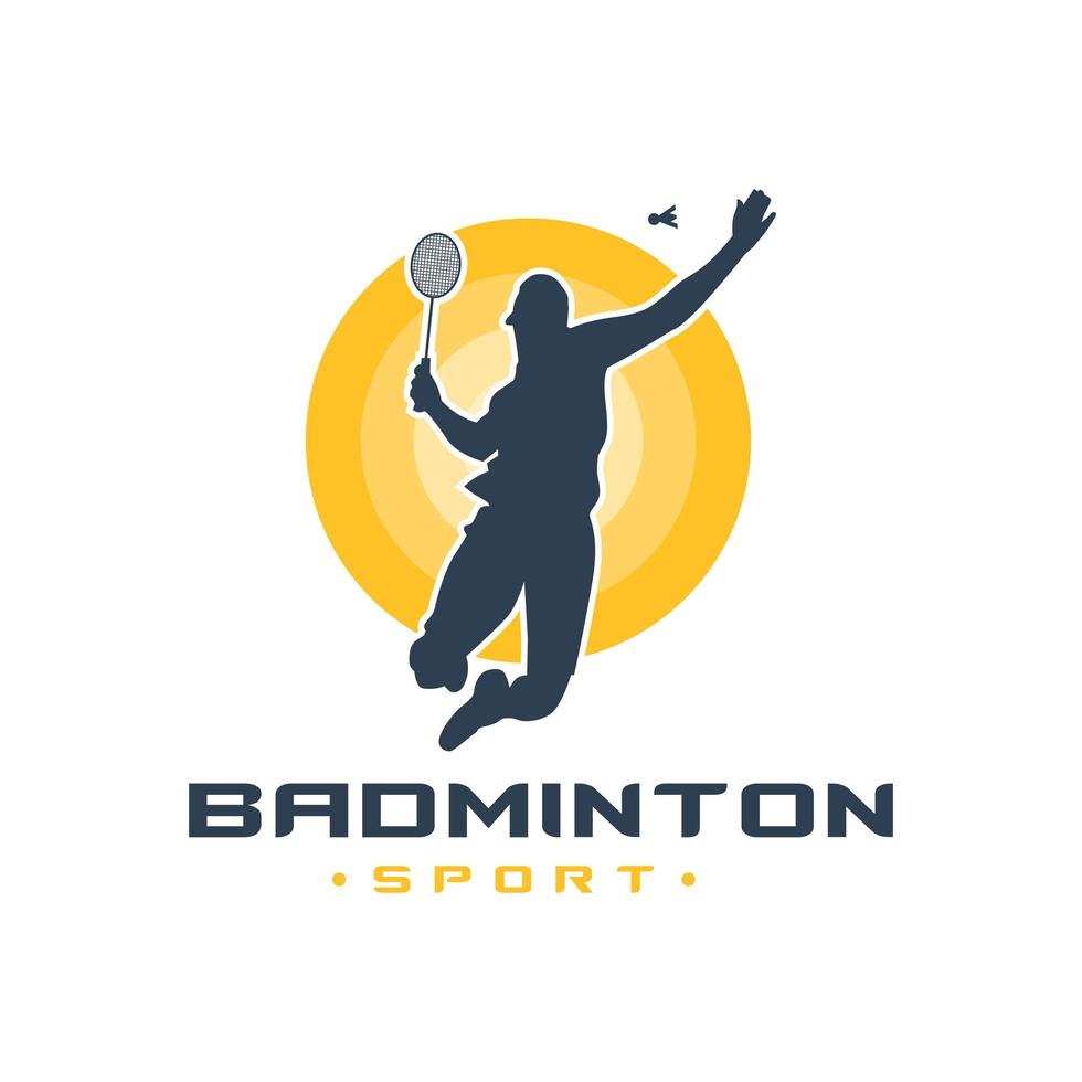 logotipo de esportes de badminton masculino vetor