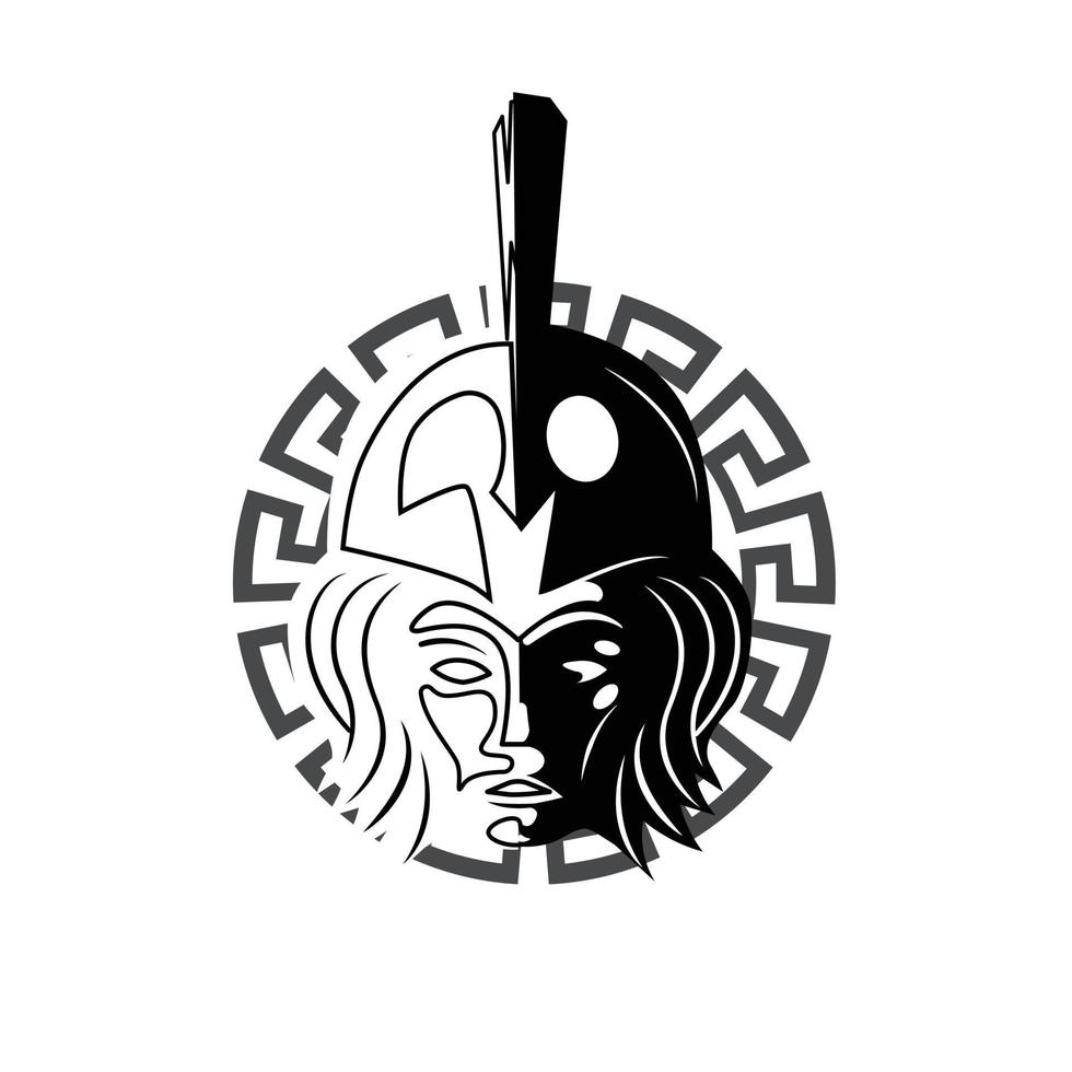 athena head logo, illustration athena vector