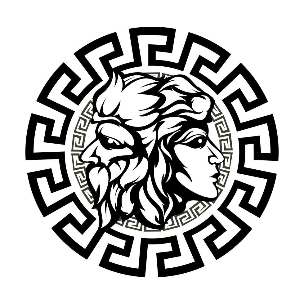 logotipo de face de dois deuses, ilustração vetorial gd vetor