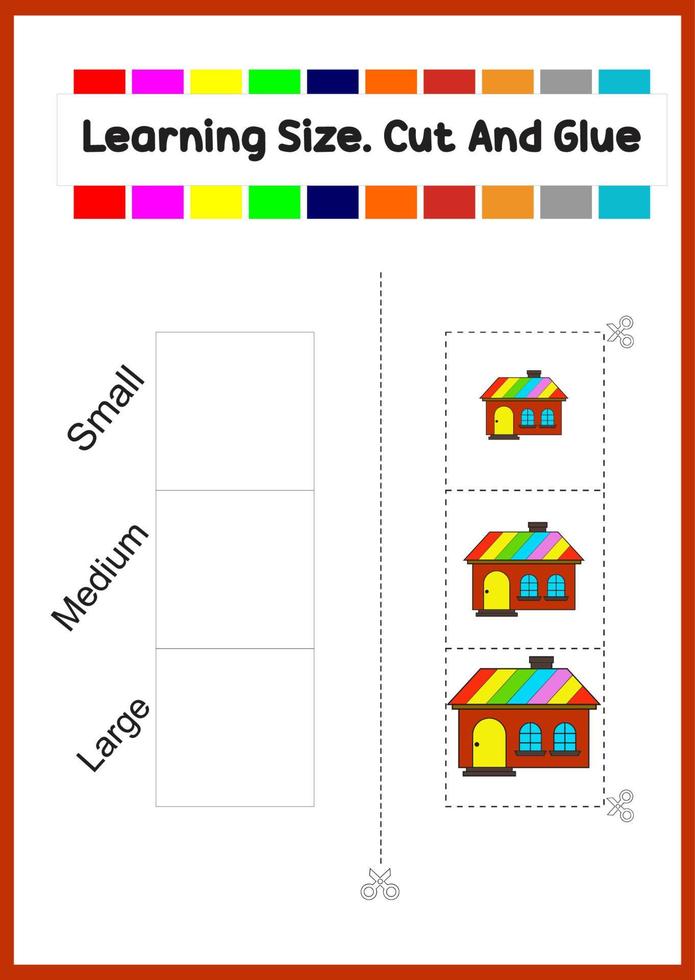 tamanho de aprendizagem para crianças. classificar a imagem por tamanho. casa divertida. vetor