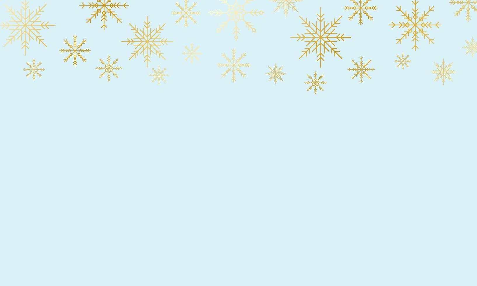 fundo azul com flocos de neve de ouro. design de inverno. ilustração vetorial vetor