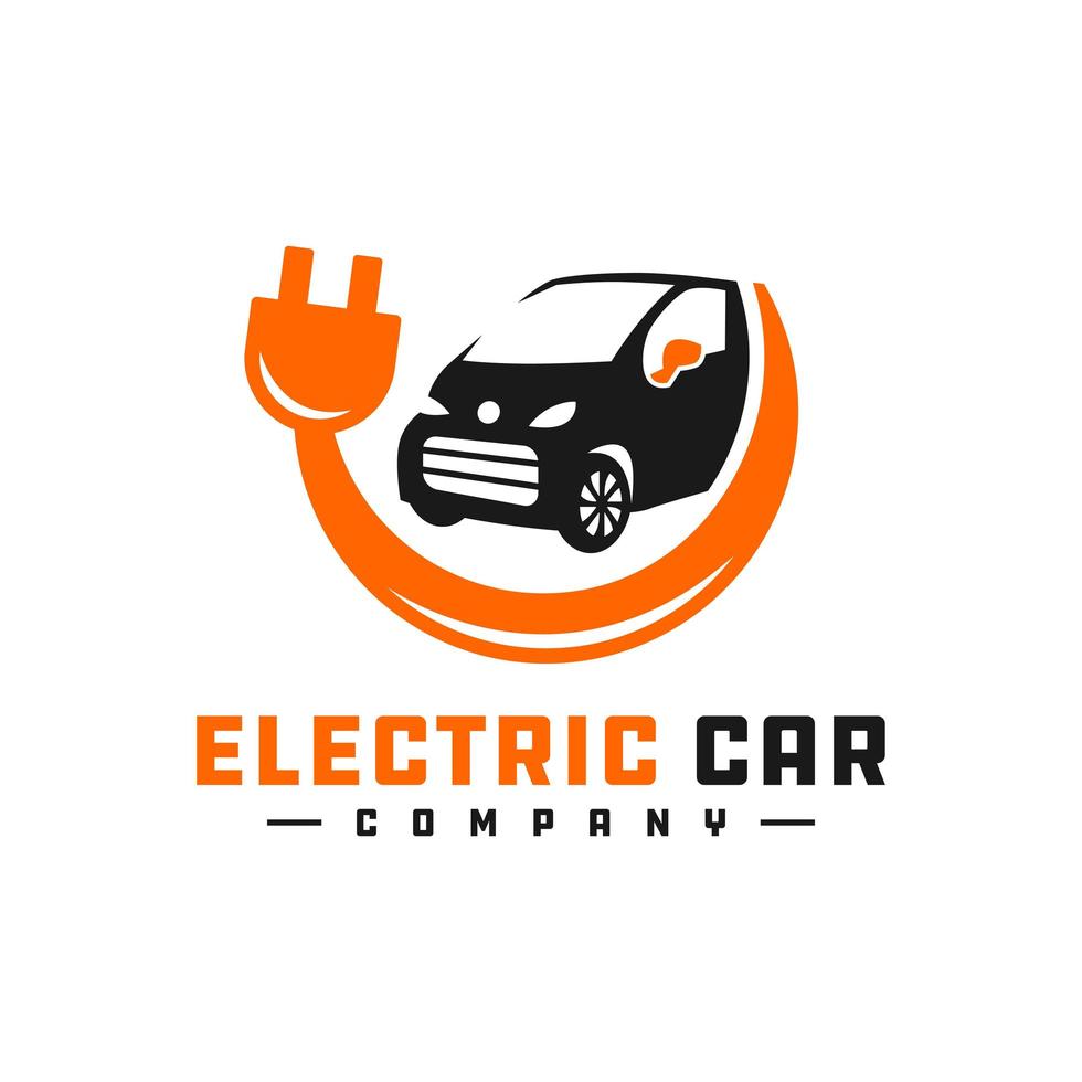 design de logotipo de carro elétrico vetor